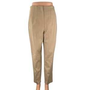Zara Women's Tan Khaki Beige High Rise Tapered Leg Trousers Dress Pants Size M